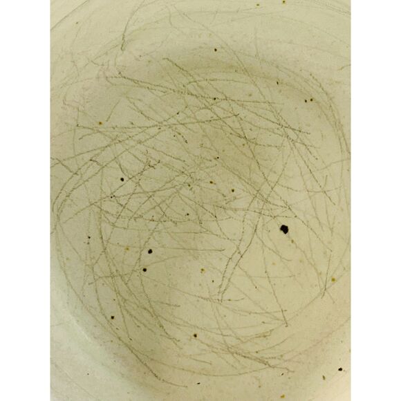 Studio Art Pottery Signed White Salmon Bowl w/ Lid Blue Pink Handle Dip Mixing - Picture 8 of 9